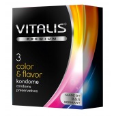 Цветные ароматизированные презервативы VITALIS PREMIUM color   flavor - 3 шт. - Vitalis - купить с доставкой в Сергиевом Посаде