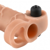 Телесная вибронасадка с кольцом Vibrating Real Feel 2 Extension - 16 см. - Pipedream - в Сергиевом Посаде купить с доставкой