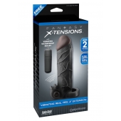 Чёрная вибронасадка с кольцом Vibrating Real Feel 2 Extension - 16 см. - Pipedream - в Сергиевом Посаде купить с доставкой