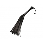 Чёрная кожаная плеть с 22 хвостами - 40 см. - Sitabella - купить с доставкой в Сергиевом Посаде