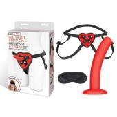 Красный поясной фаллоимитатор Red Heart Strap on Harness   5in Dildo Set - 12,25 см. - Lux Fetish - купить с доставкой в Сергиевом Посаде