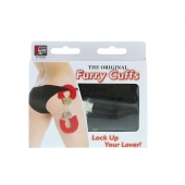 Металлические наручники с чёрной меховой опушкой - Dream Toys - купить с доставкой в Сергиевом Посаде