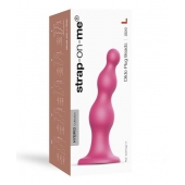 Розовая насадка Strap-On-Me Dildo Plug Beads size L - Strap-on-me - купить с доставкой в Сергиевом Посаде