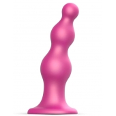 Розовая насадка Strap-On-Me Dildo Plug Beads size L - Strap-on-me - купить с доставкой в Сергиевом Посаде
