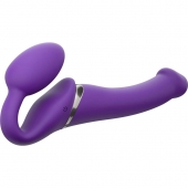 Фиолетовый безремневой вибрострапон Silicone Bendable Strap-On - size M - Strap-on-me - купить с доставкой в Сергиевом Посаде