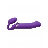 Фиолетовый безремневой вибрострапон Silicone Bendable Strap-On - size XL - Strap-on-me - купить с доставкой в Сергиевом Посаде