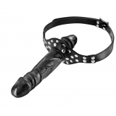 Черный кляп-фаллоимитатор Double Penis Gag - Fetish Tentation - купить с доставкой в Сергиевом Посаде