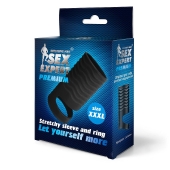 Черная открытая насадка на пенис с кольцом для мошонки XXXL-size - 9,9 см. - Sex Expert - в Сергиевом Посаде купить с доставкой
