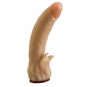 Телесная гелевая насадка-фаллос с клиторальными лепестками - 18,5 см. - LOVETOY (А-Полимер) - купить с доставкой в Сергиевом Посаде