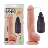 Телесный вибратор с мошонкой на присоске Extra Fun Vibrating Dildo - 23,5 см. - Chisa