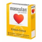 Презервативы с колечками и пупырышками Masculan Ribbed+Dotted - 3 шт. - Masculan - купить с доставкой в Сергиевом Посаде