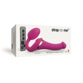 Ярко-розовый безремневой страпон Multi Orgasm Size S с клиторальной стимуляцией - Strap-on-me - купить с доставкой в Сергиевом Посаде