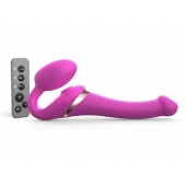 Ярко-розовый безремневой страпон Multi Orgasm Size S с клиторальной стимуляцией - Strap-on-me - купить с доставкой в Сергиевом Посаде