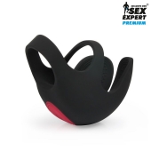 Черная вибронасадка на пенис и мошонку Sex Expert - Sex Expert - в Сергиевом Посаде купить с доставкой