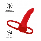 Красная насадка на пенис для двойного проникновения Black Red - 16,5 см. - ToyFa - купить с доставкой в Сергиевом Посаде