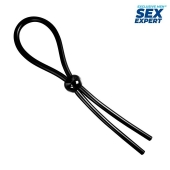Черное силиконовое лассо с шариком для утяжки - Sex Expert - в Сергиевом Посаде купить с доставкой