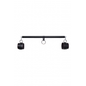 Черная распорка для ног с кожаными манжетами - Pecado - купить с доставкой в Сергиевом Посаде