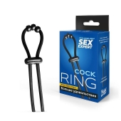 Черное эрекционное кольцо со стимулирующими бусинами - Sex Expert - в Сергиевом Посаде купить с доставкой