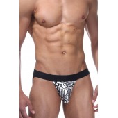 Серебристые сексуальные трусы-джоки с черными буквами - Don Moris купить с доставкой