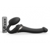 Черный безремневой страпон Multi Orgasm Size S с клиторальной стимуляцией - Strap-on-me - купить с доставкой в Сергиевом Посаде