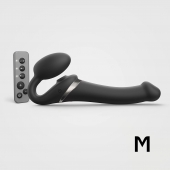 Черный безремневой страпон Multi Orgasm Size M с клиторальной стимуляцией - Strap-on-me - купить с доставкой в Сергиевом Посаде