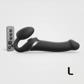 Черный безремневой страпон Multi Orgasm Size L с клиторальной стимуляцией - Strap-on-me - купить с доставкой в Сергиевом Посаде