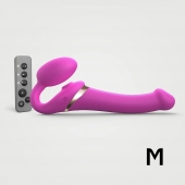 Ярко-розовый безремневой страпон Multi Orgasm Size M с клиторальной стимуляцией - Strap-on-me - купить с доставкой в Сергиевом Посаде