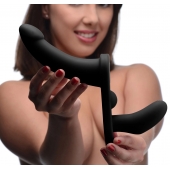 Черный вибрострапон Double Take 10X Double Penetration Vibrating Strap-on Harness - XR Brands - купить с доставкой в Сергиевом Посаде