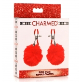 Красные зажимы на соски с помпонами Pom Pom - XR Brands - купить с доставкой в Сергиевом Посаде