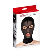Черная сетчатая маска на голову с отверстиями для глаз и рта - Fetish Tentation - купить с доставкой в Сергиевом Посаде