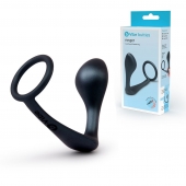 Черное эрекционное кольцо со стимулятором простаты Ringer Cock Ring   Plug - b-Vibe - в Сергиевом Посаде купить с доставкой