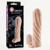 Телесная насадка-удлинитель Okoto со спиралевидным рельефом - 16 см. - Sitabella - в Сергиевом Посаде купить с доставкой