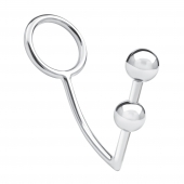 Кольцо на пенис с анальным стимулятором Two Bead Stainless Steel Anal Hook   Cock Ring - BlueLine - в Сергиевом Посаде купить с доставкой