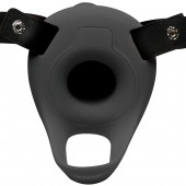 Черный полый страпон с вибрацией 2’’ Erection 28X Smooth Vibrating Silicone Penis Sheath - XR Brands - купить с доставкой в Сергиевом Посаде