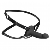 Черный полый страпон с вибрацией 2’’ Erection 28X Smooth Vibrating Silicone Penis Sheath - XR Brands - купить с доставкой в Сергиевом Посаде