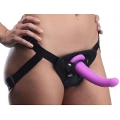 Лиловый поясной страпон Navigator Silicone G-Spot Dildo with Harness - 17,8 см. - XR Brands - купить с доставкой в Сергиевом Посаде