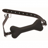 Черный кляп в форме косточки Hound Adjustable Dog Bone Gag - XR Brands - купить с доставкой в Сергиевом Посаде