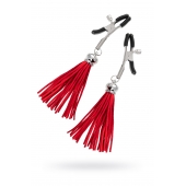 Зажимы на соски «Прищепки» с красными кисточками из замши - Pecado - купить с доставкой в Сергиевом Посаде