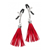 Зажимы на соски «Прищепки» с красными кисточками из замши - Pecado - купить с доставкой в Сергиевом Посаде