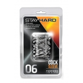 Прозрачная насадка с объёмными чёрточками STAY HARD COCK SLEEVE 06 CLEAR - Blush Novelties - в Сергиевом Посаде купить с доставкой