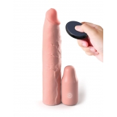 Телесная вибронасадка на член 3  Vibrating Mega X-tension with Remote - 22,9 см. - Pipedream - в Сергиевом Посаде купить с доставкой