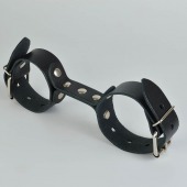 Черные кожаные наручники-фиксатор - Sitabella - купить с доставкой в Сергиевом Посаде
