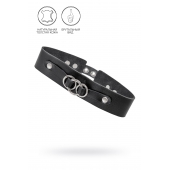 Черный чокер-ошейник со связанными кольцами на подложке - Pecado - купить с доставкой в Сергиевом Посаде