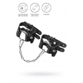 Черные кожаные наручники-браслеты из двух ремешков - Pecado - купить с доставкой в Сергиевом Посаде