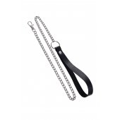 Поводок с ручкой из черной натуральной кожи и карабином для ошейника - Pecado - купить с доставкой в Сергиевом Посаде