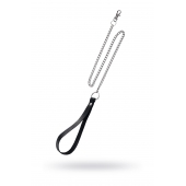 Поводок с ручкой из черной натуральной кожи и карабином для ошейника - Pecado - купить с доставкой в Сергиевом Посаде