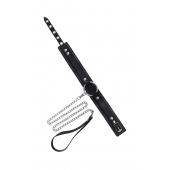 Кожаный ошейник-чокер с поводком - Pecado - купить с доставкой в Сергиевом Посаде