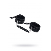 Черные двухслойные кожаные оковы с белой строчкой - Pecado - купить с доставкой в Сергиевом Посаде