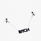 Зажимы на соски с кожаной подвеской Bitch - Crazy Handmade - купить с доставкой в Сергиевом Посаде