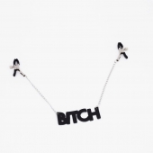 Зажимы на соски с кожаной подвеской Bitch - Crazy Handmade - купить с доставкой в Сергиевом Посаде